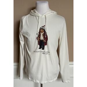 Polo Ralph Lauren Long Sleeve Bear T-Shirt with Hoodie White 2XL NWT $85
